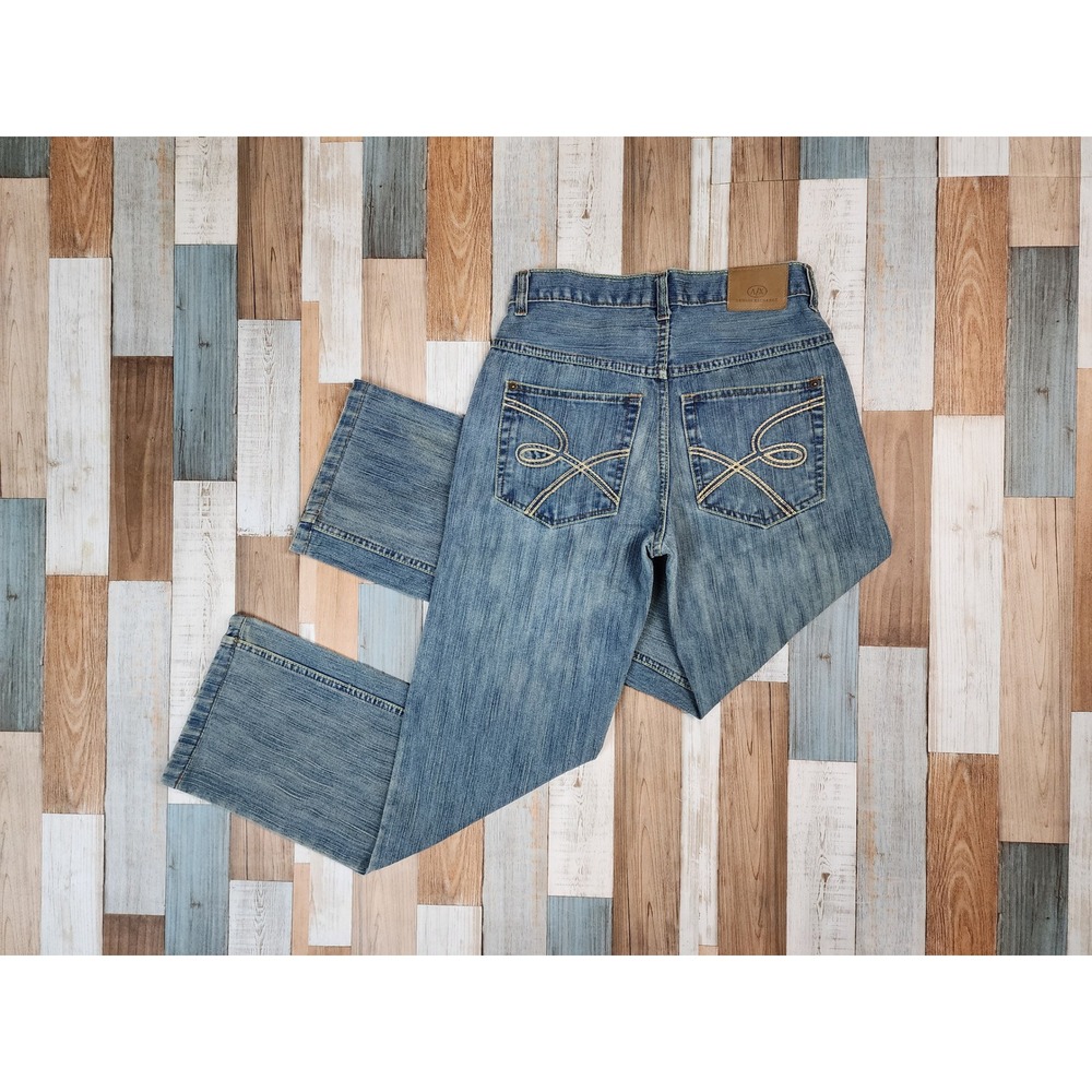 Giorgio Armani Le Collezioni Straight Leg‎ Jeans Blue Denim Embroidered Pockets
